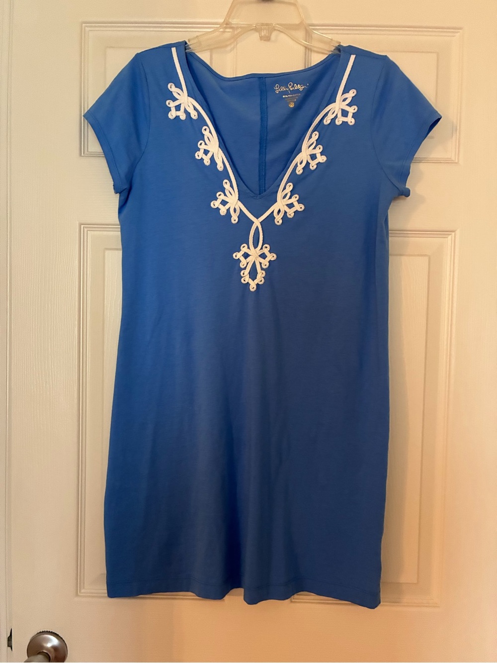 Lilly Pulitzer Blue Embroidered V-Neck Shift Dress